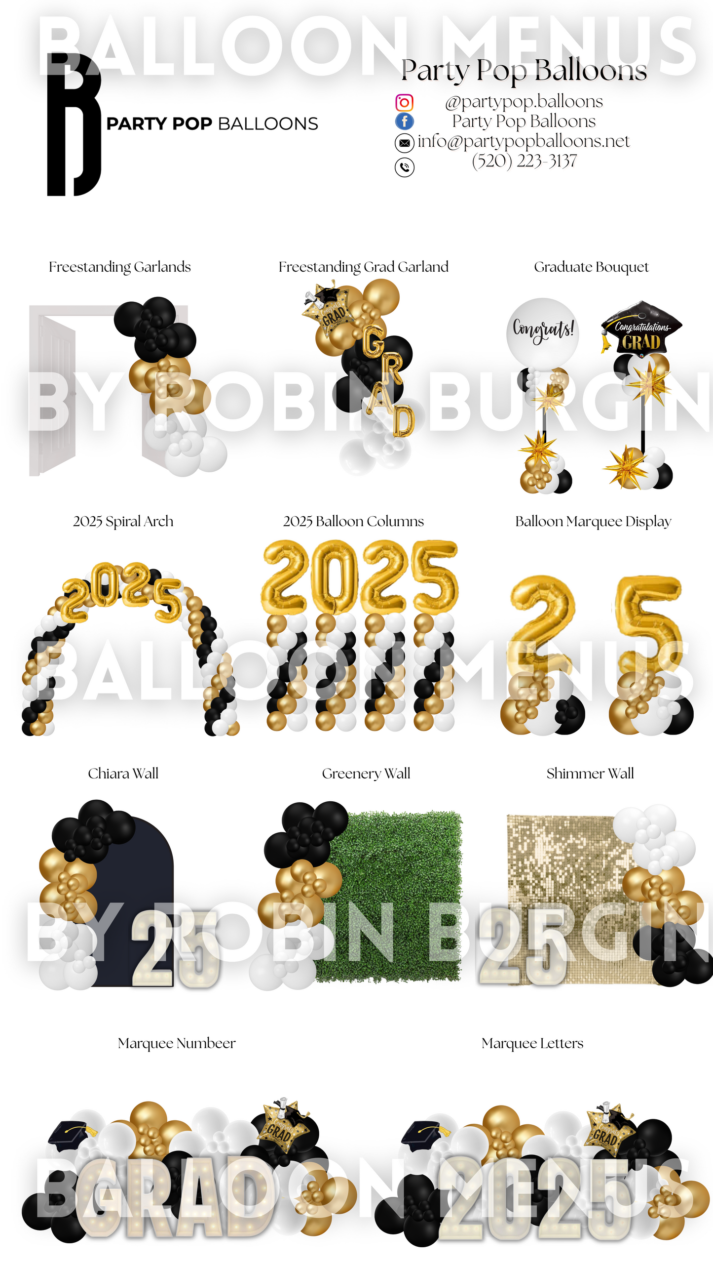 Custom Balloon Menu - Party Pop Balloons (Large)
