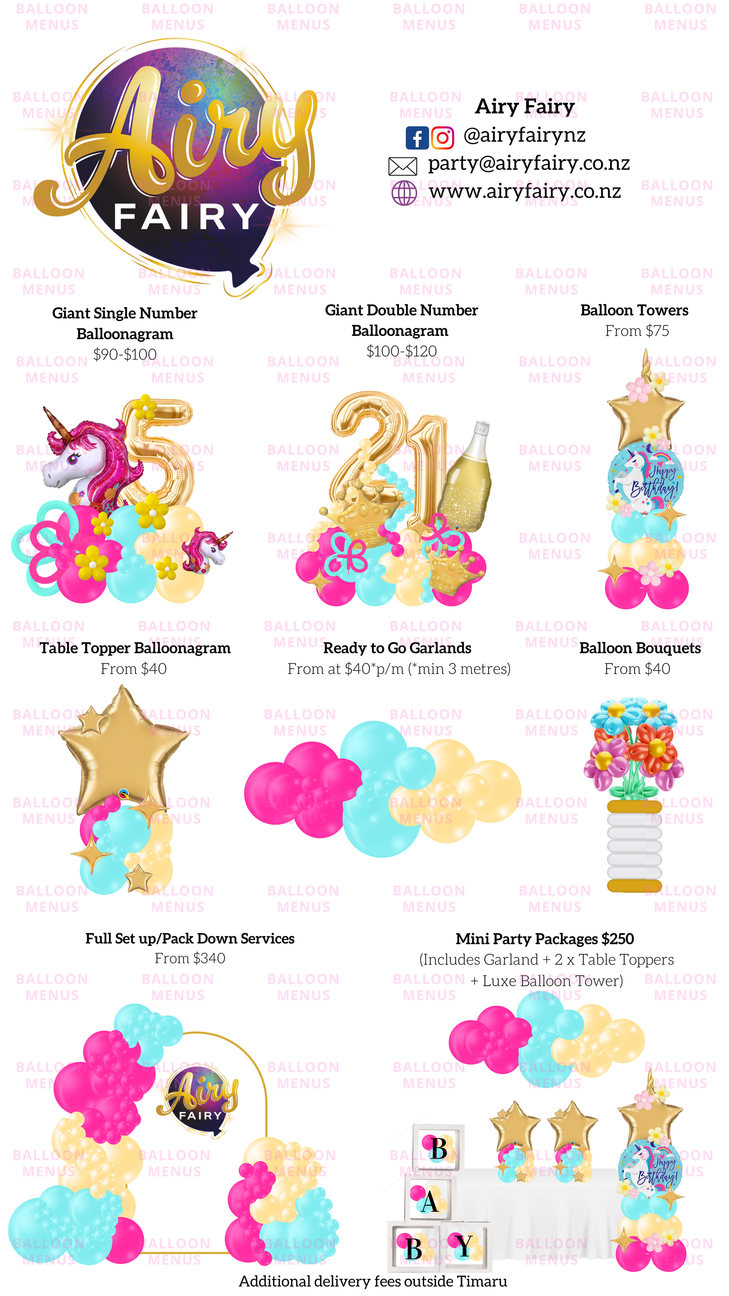 Airy Fairy - Client Balloon Menu