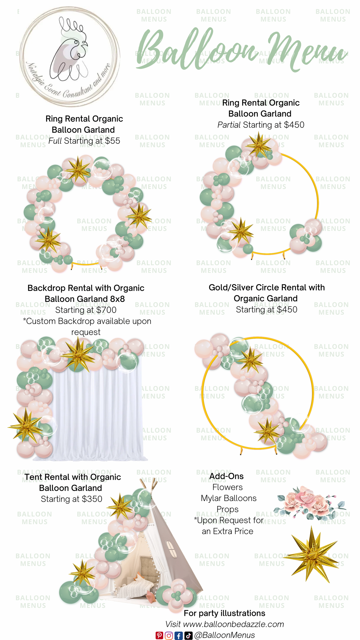 Nostalgic Event Consultation - Client Balloon Menu