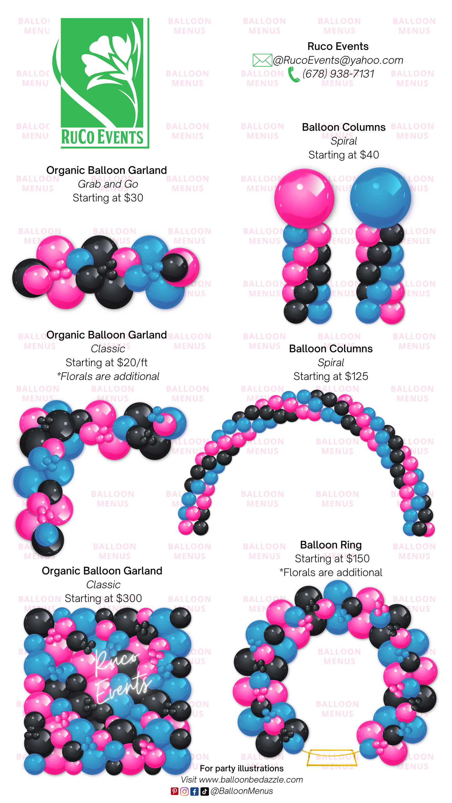 RuCo Events - Client Balloon Menu