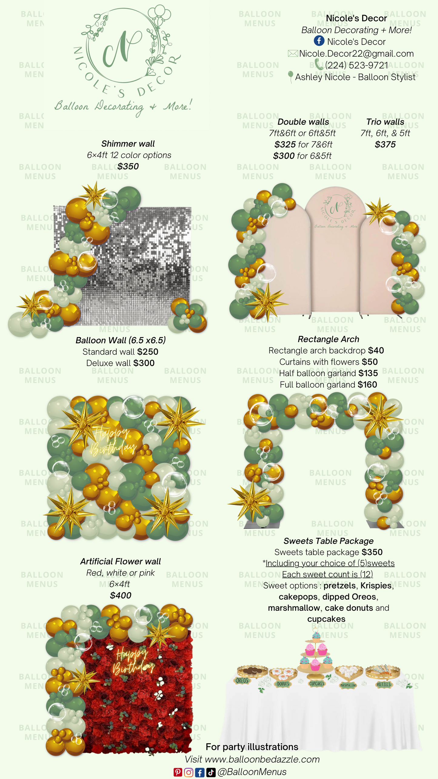 Nicole’s Decor - Client Balloon Menu