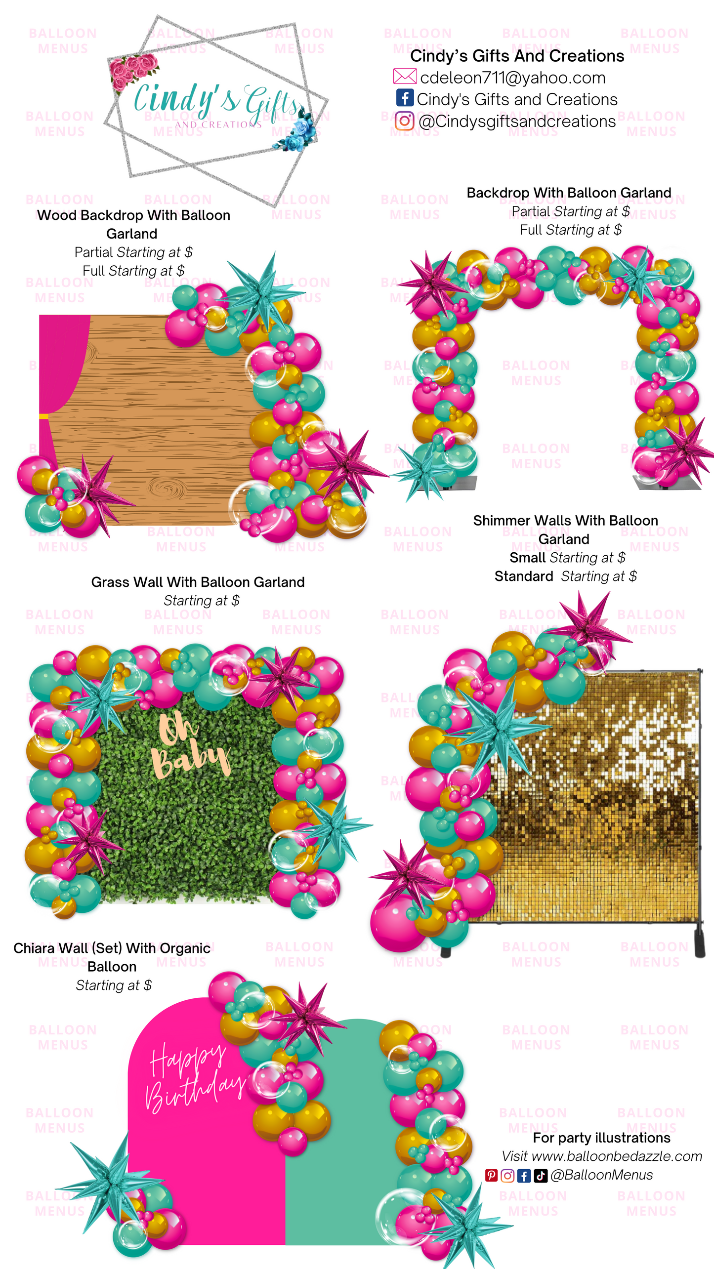 Cindy’s Gifts And Creations- Client Balloon Menu