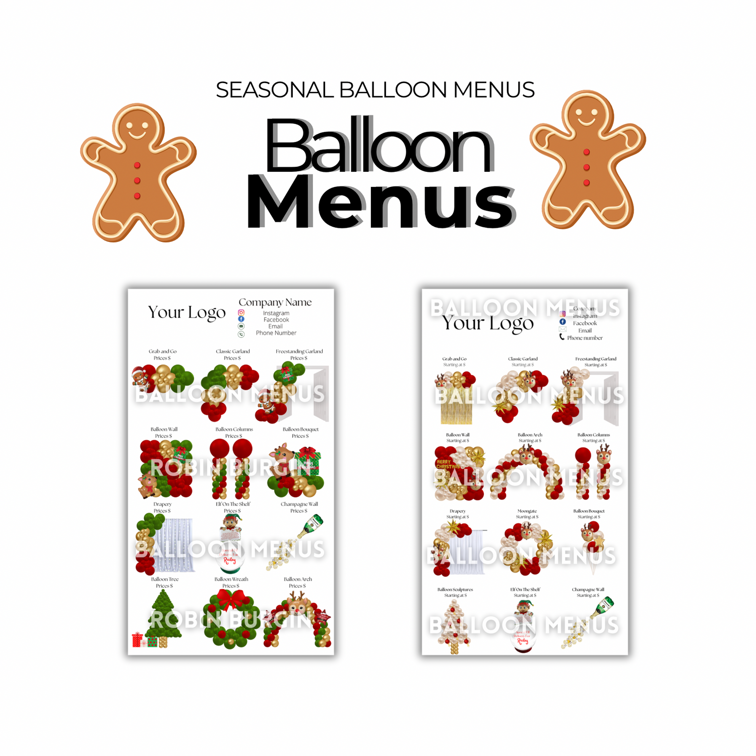 Seasonal Premade Balloon Menus
