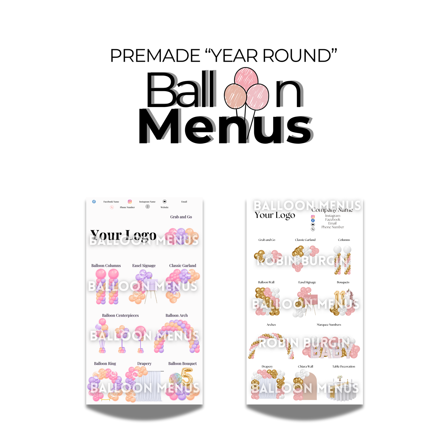 “Year Round” Premade Balloon Menus