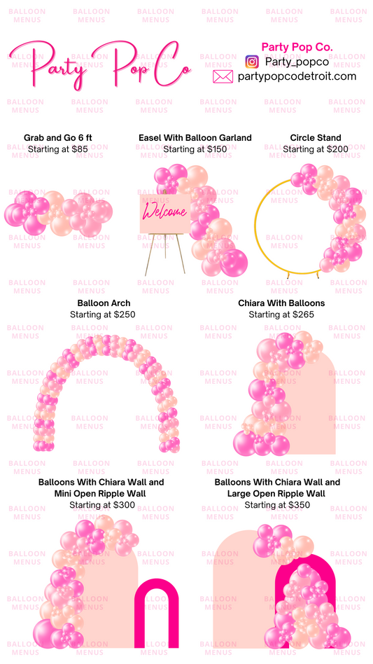 Party Pop Co - Client Balloon Menu