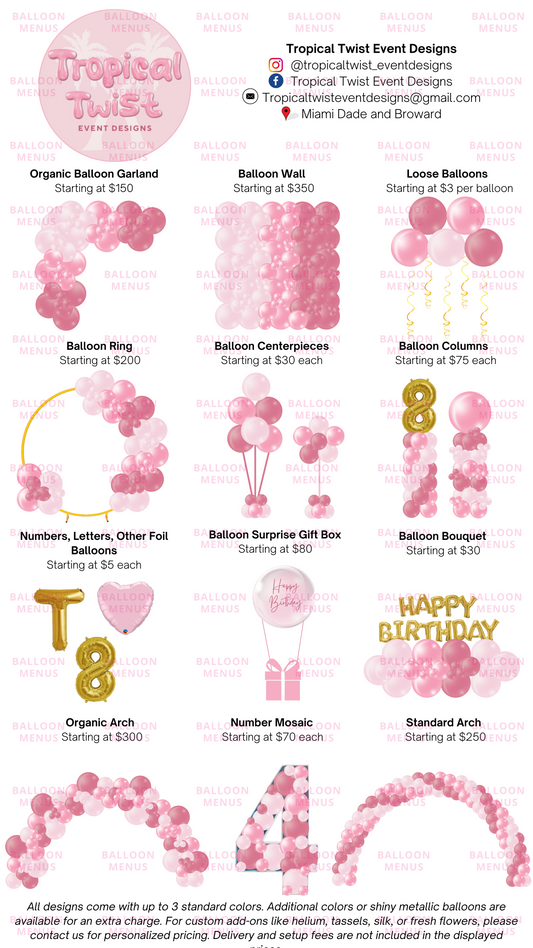 Tropical Twist - Client Balloon Menu
