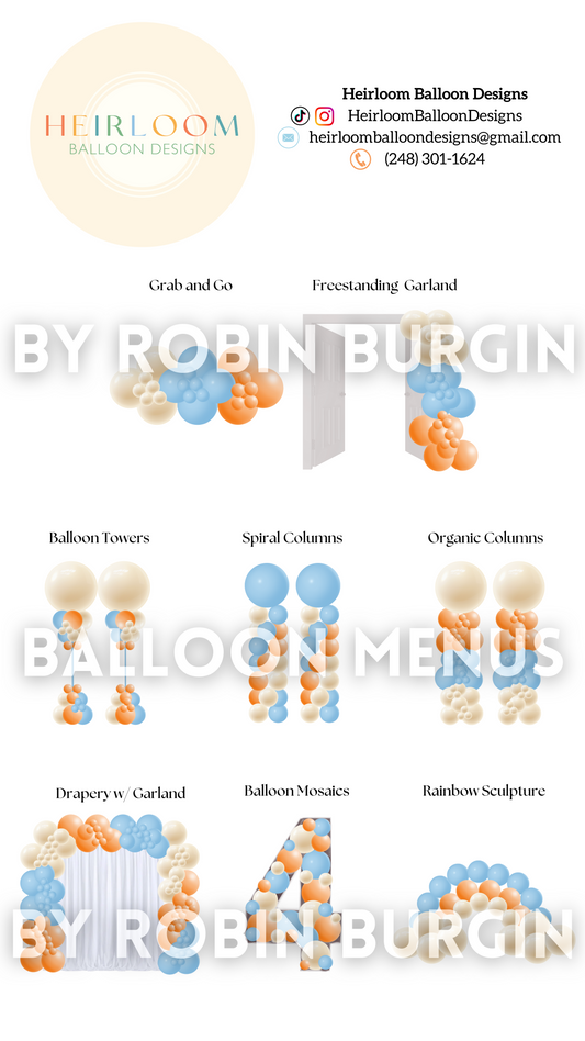 Custom Balloon Menu - Heirloom Balloon Designs (Small)