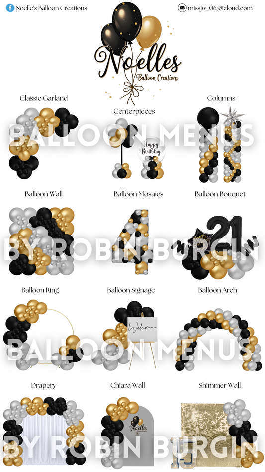 Custom Balloon Menu - Noelle’s Balloon Creations (Large)