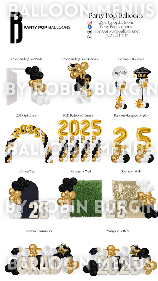 Custom Balloon Menu - Party Pop Balloons (Large)