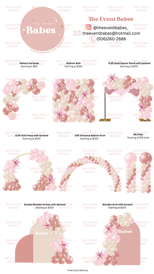 The Event Babes - Client Balloon Menu