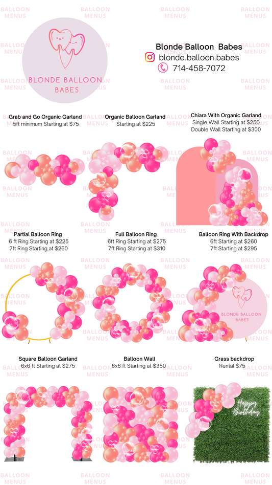 Blonde Balloon Babes  - Client Balloon Menu