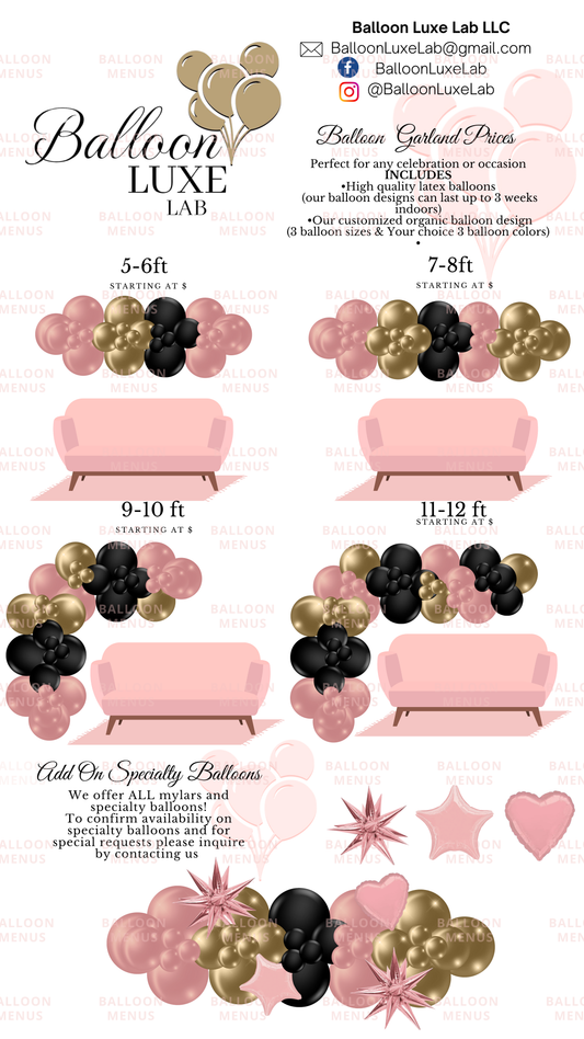 Balloon Luxe Lab- Client Balloon Menu