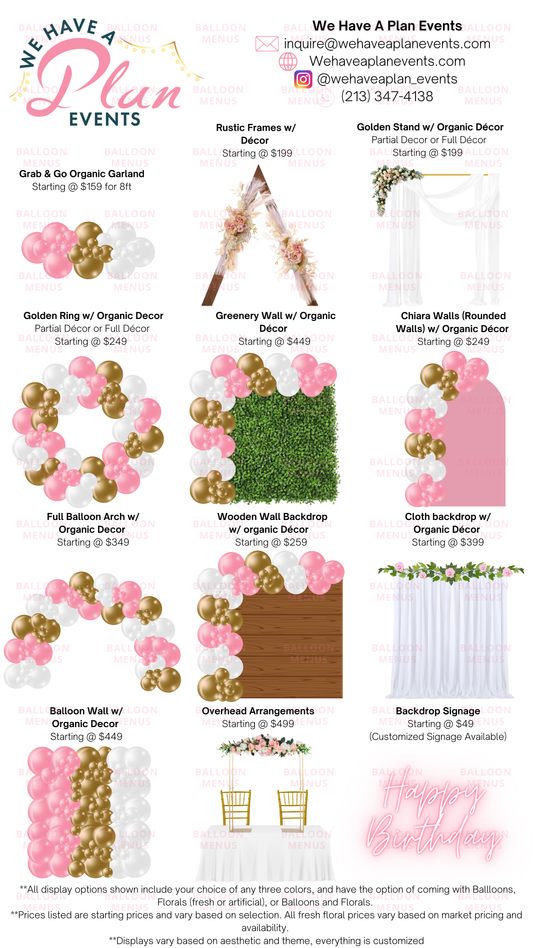 We Have A Plan Events- Client Balloon Menu