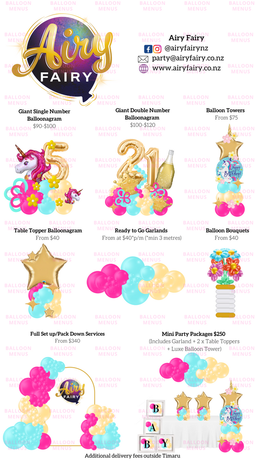 Airy Fairy - Client Balloon Menu