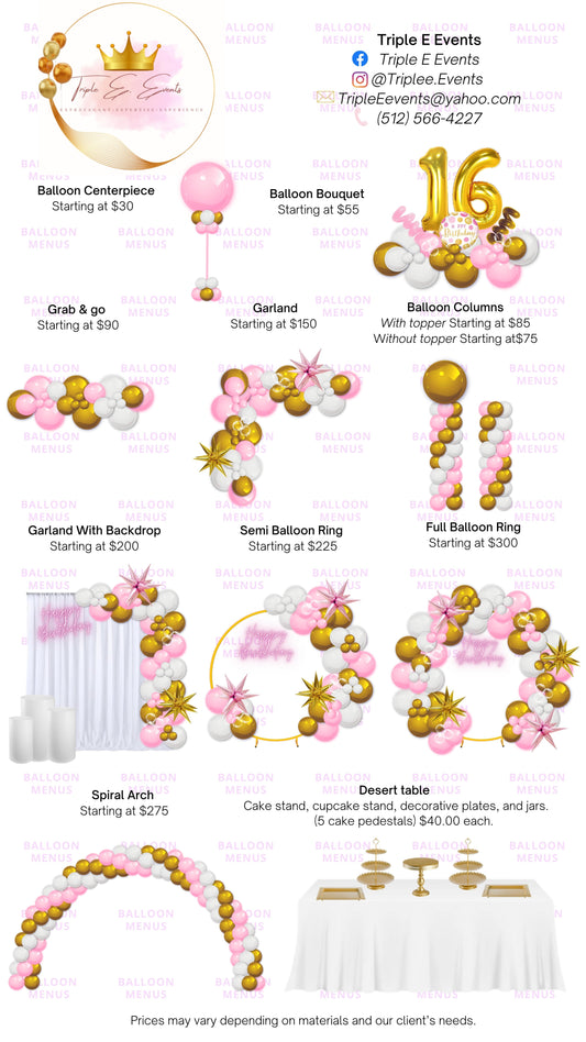 Triple E Event - Client Balloon Menu