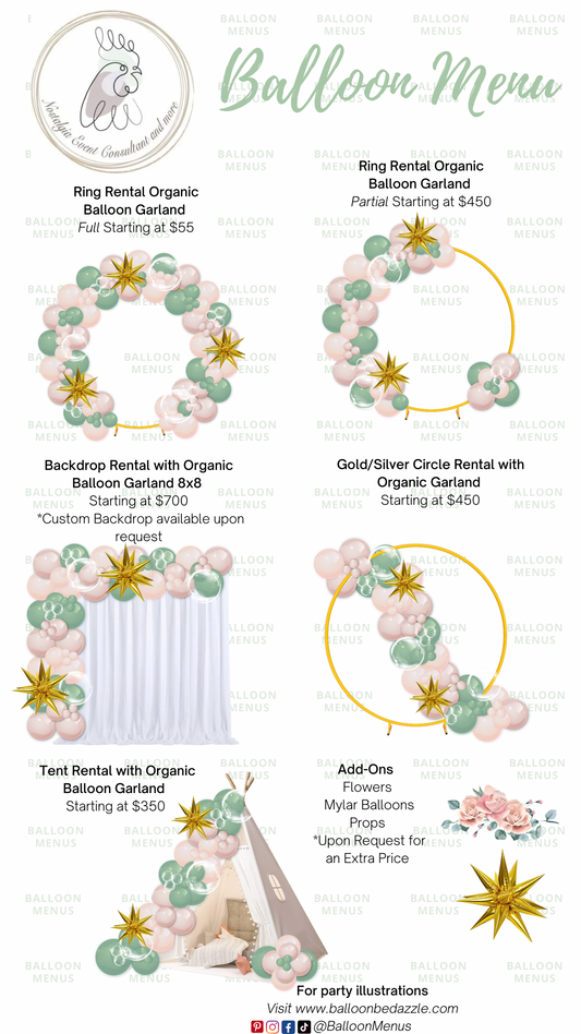 Nostalgic Event Consultation - Client Balloon Menu