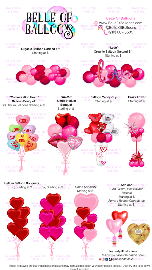 Belle of Balloons  - Client Balloon Menu