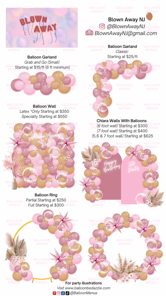 Blown Away NJ  - Client Balloon Menu