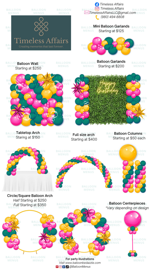Timeless Affairs- Client Balloon Menu