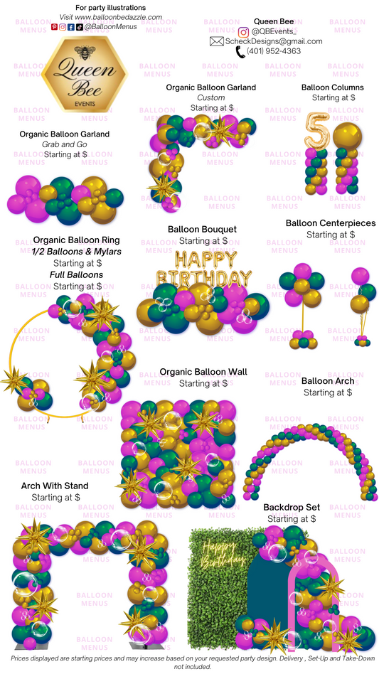 Queen Bee Events- Client Balloon Menu