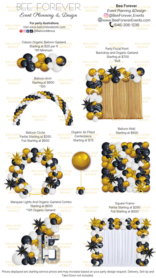 Bee Forever Event Planning and Design  - Client Balloon Menu