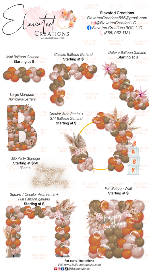 Elevated Creations - Client Balloon Menu