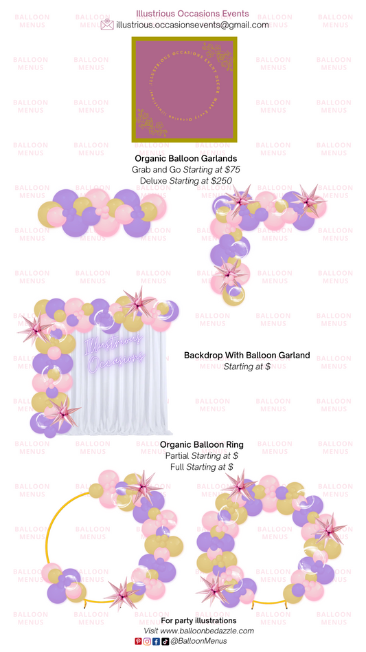 Illustrious Occasions- Client Balloon Menu