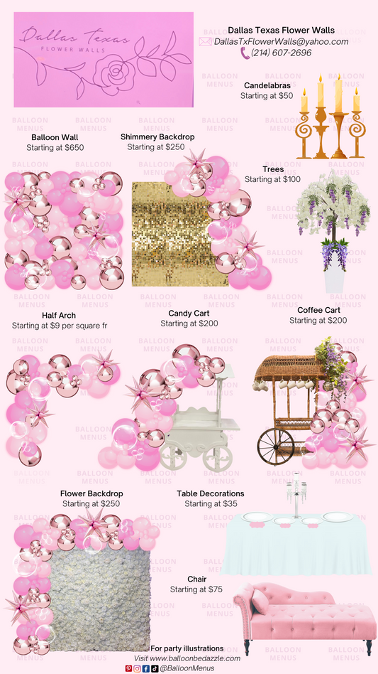 Dallas Texas Flower Walls - Client Balloon Menu