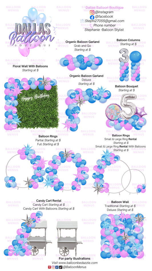 Dallas Balloon Boutique - Client Balloon Menu