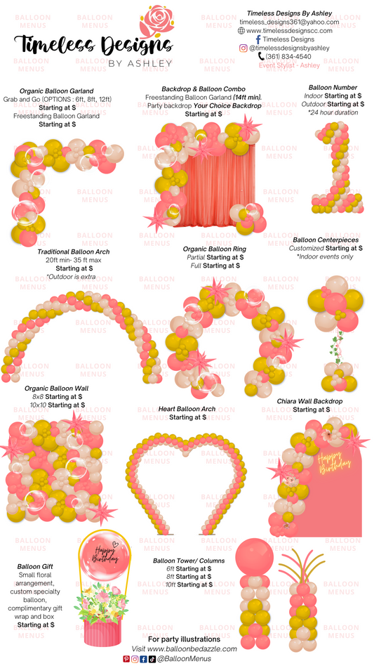 Timeless Designs By Ashley - Client Balloon Menu