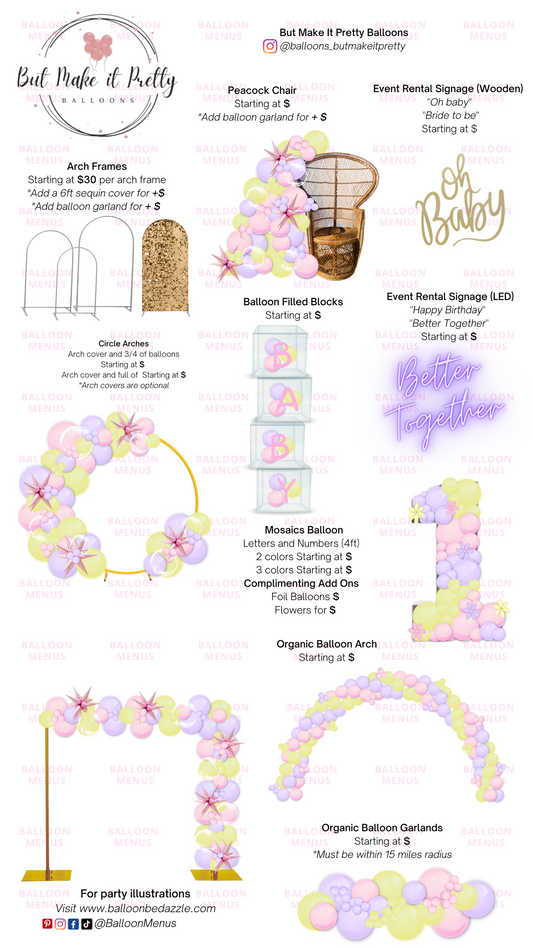 But Make It Pretty Balloons  - Client Balloon Menu