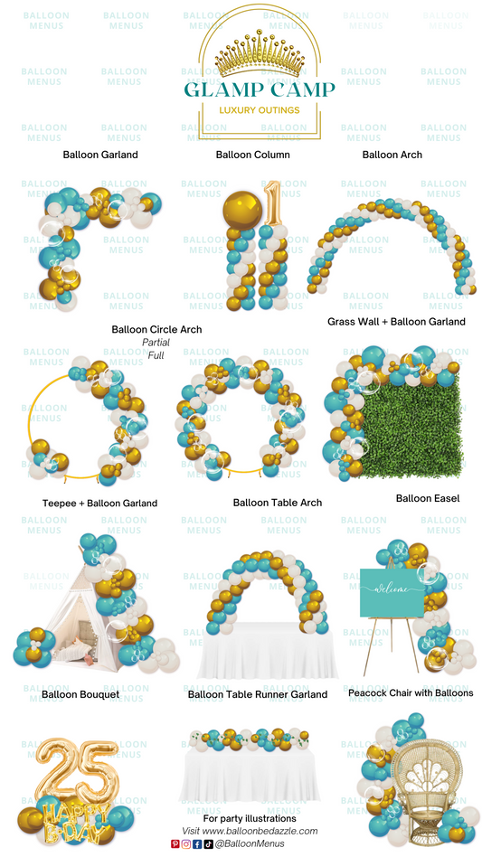 Glamp Camp Luxury Outings - Client Balloon Menu
