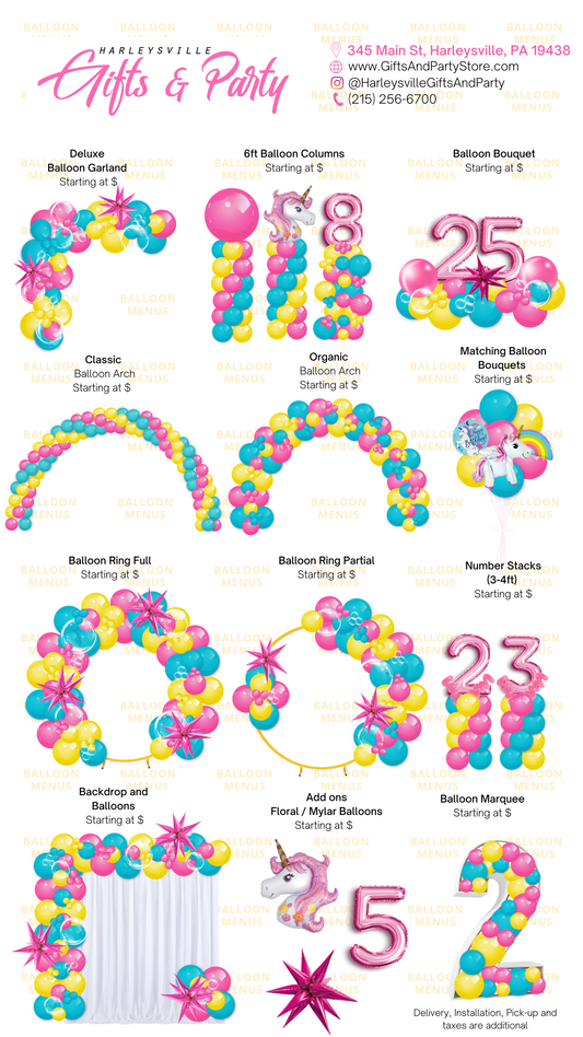 Harleysville Gifts & Party - Client Balloon Menu