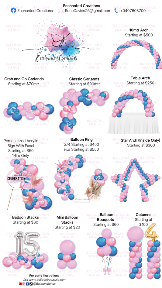 Enchanted Creations - Client Balloon Menu